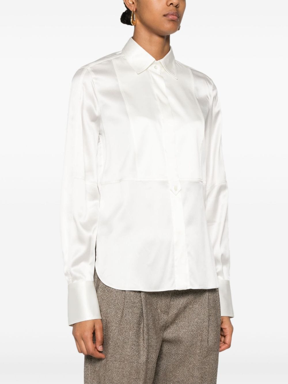 Brunello Cucinelli Shirts Bianco Silk Elastane