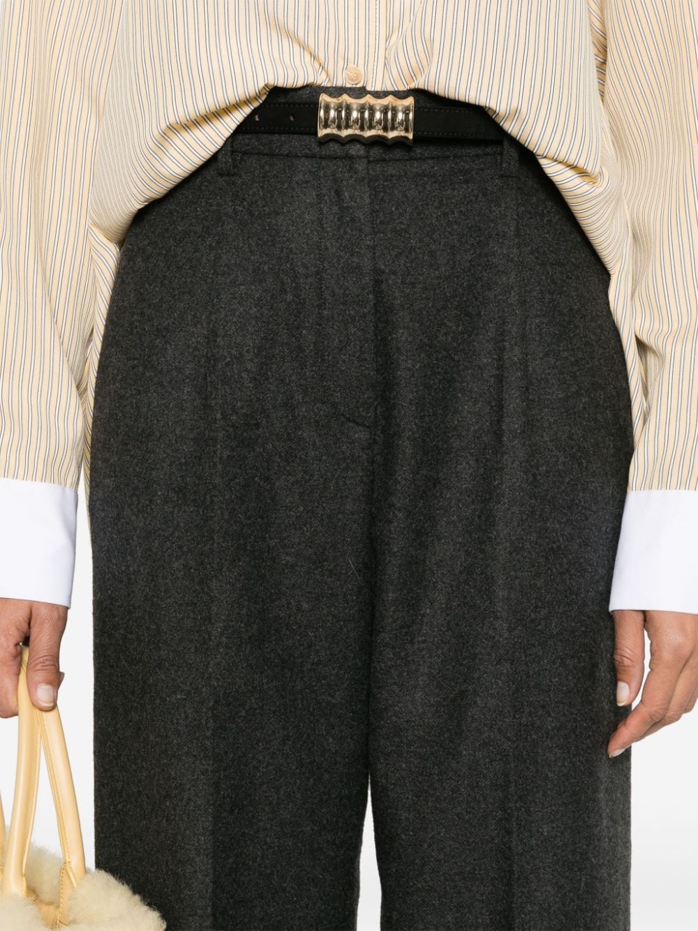 Forte Trousers Grey Wool Polyamide