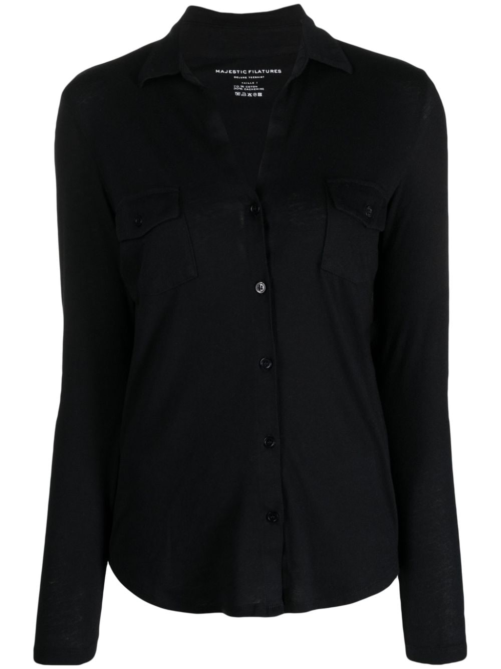 Majestic Shirts Blue Cotton Cashmere