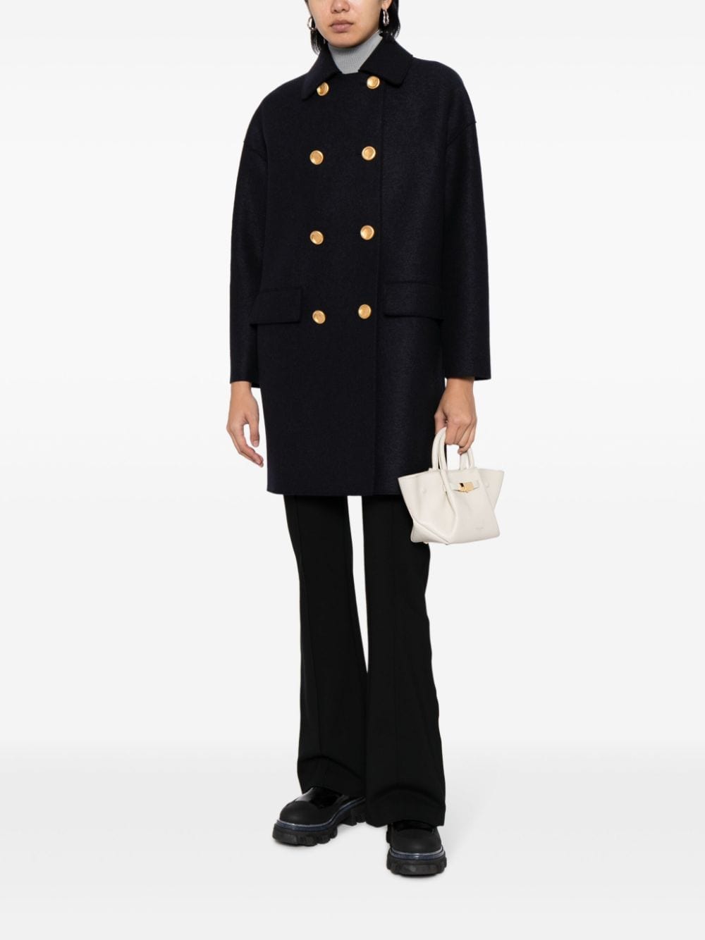 Harris Wharf London Coats Blue Body: Virgin Wool