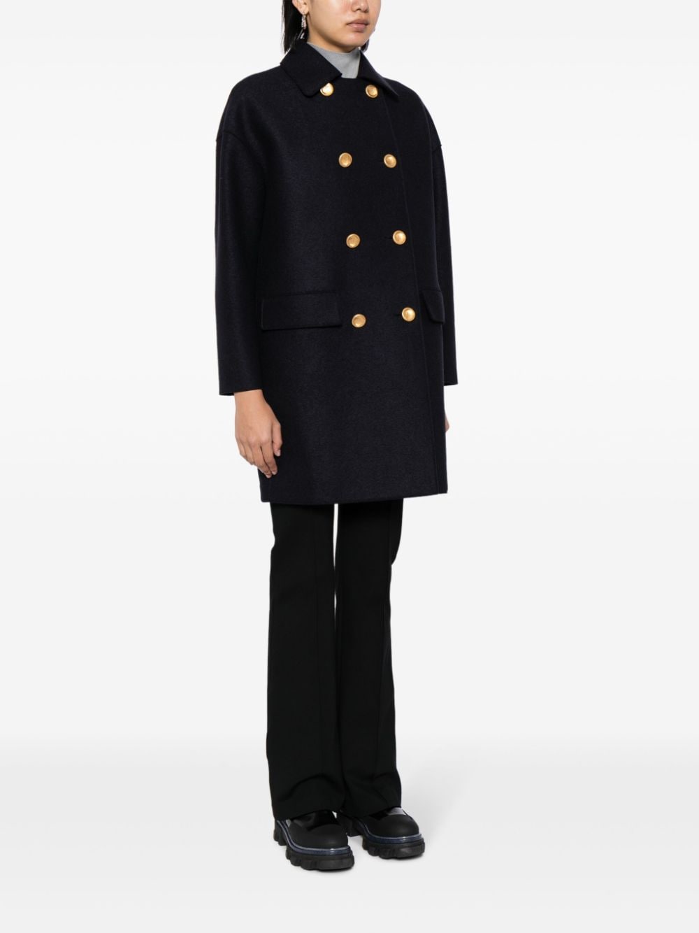 Harris Wharf London Coats Blue Body: Virgin Wool