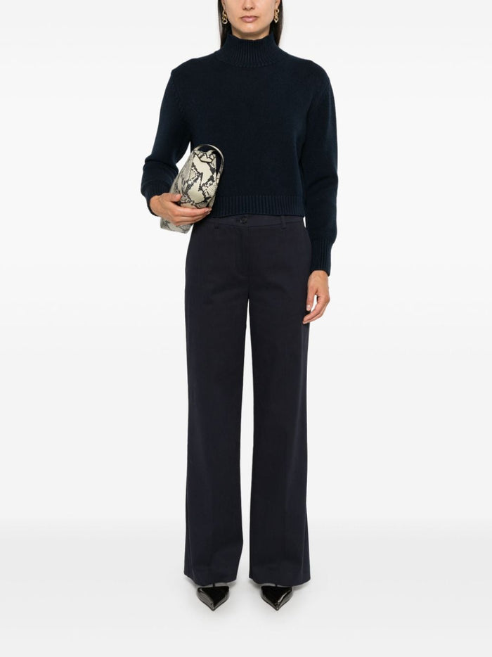 Parosh Trousers Blue Cotton Lyocell Elastane