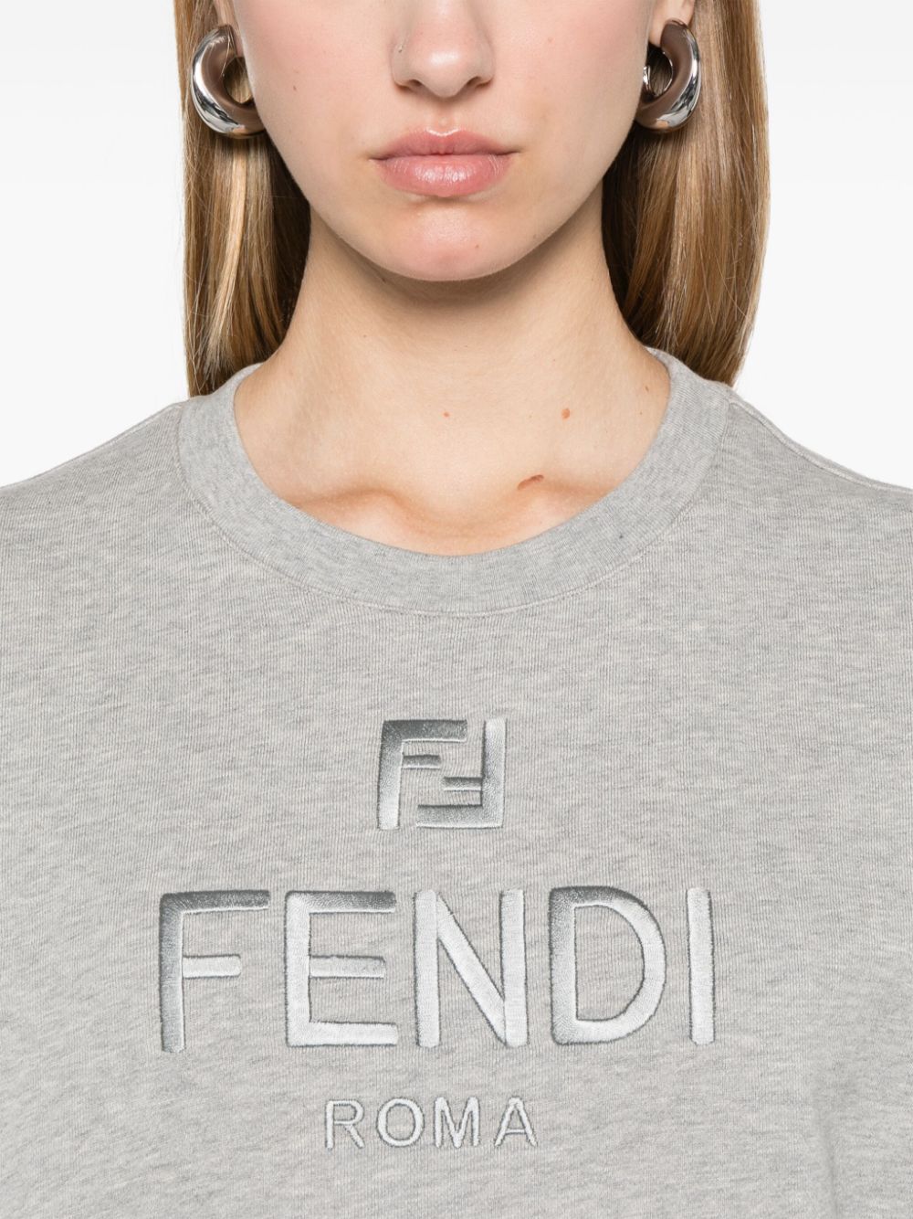 Fendi Sweaters Grey Cotton Elastane