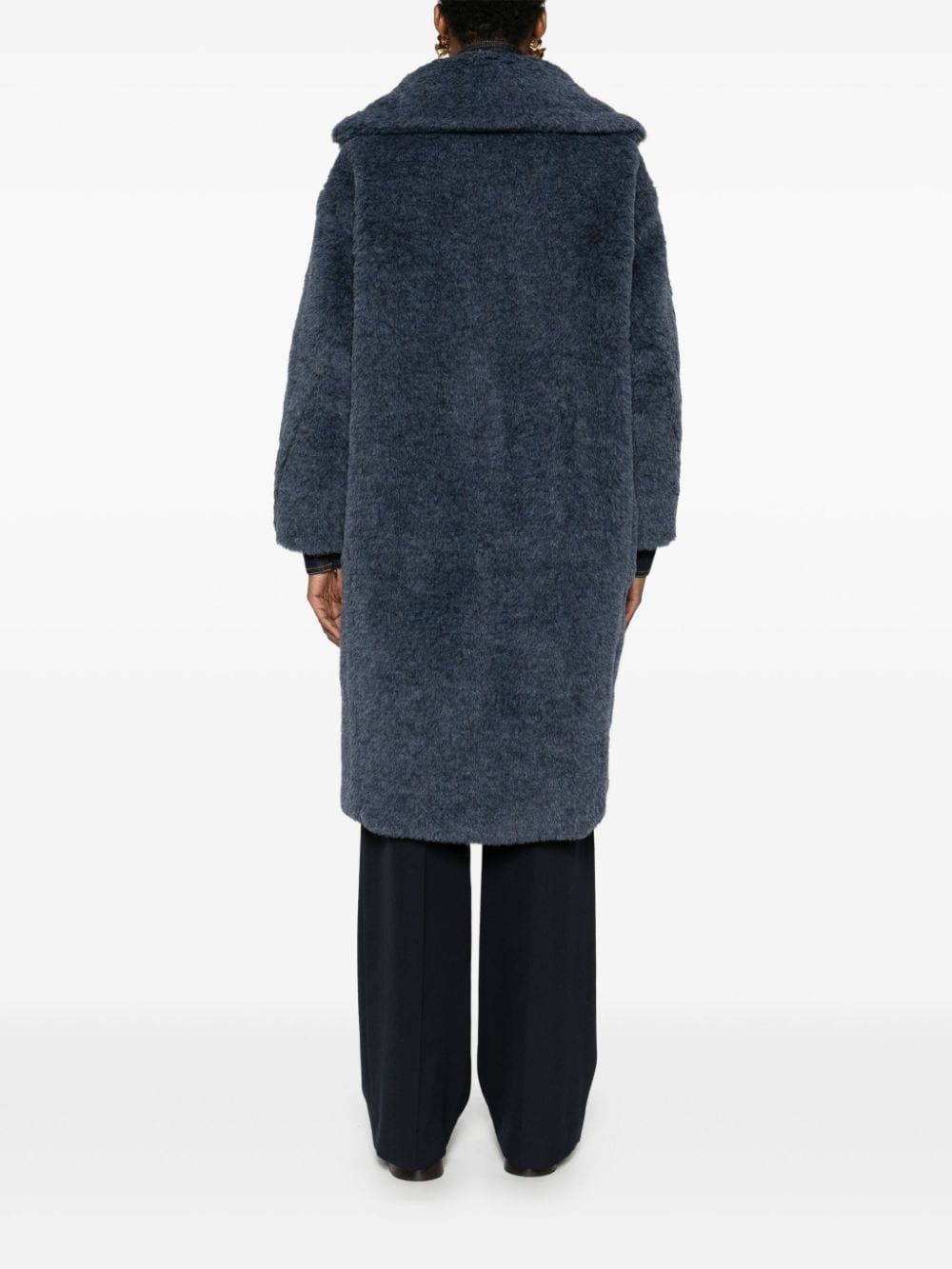 Max Mara Coats Blue Alpaca Virgin Wool Silk