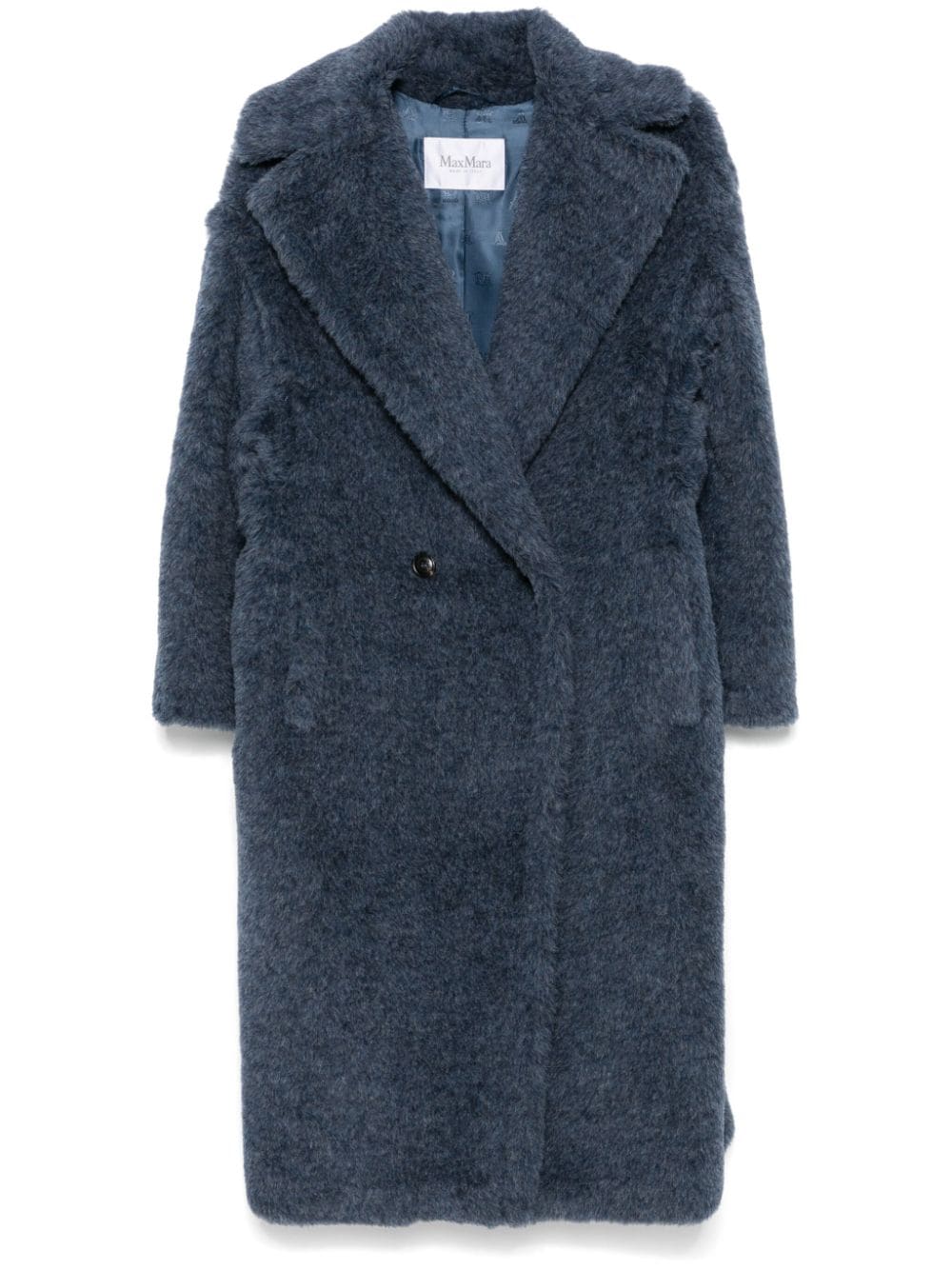 Max Mara Coats Blue Alpaca Virgin Wool Silk