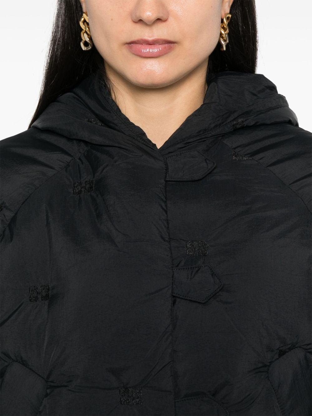 Ganni Coats Black Nylon