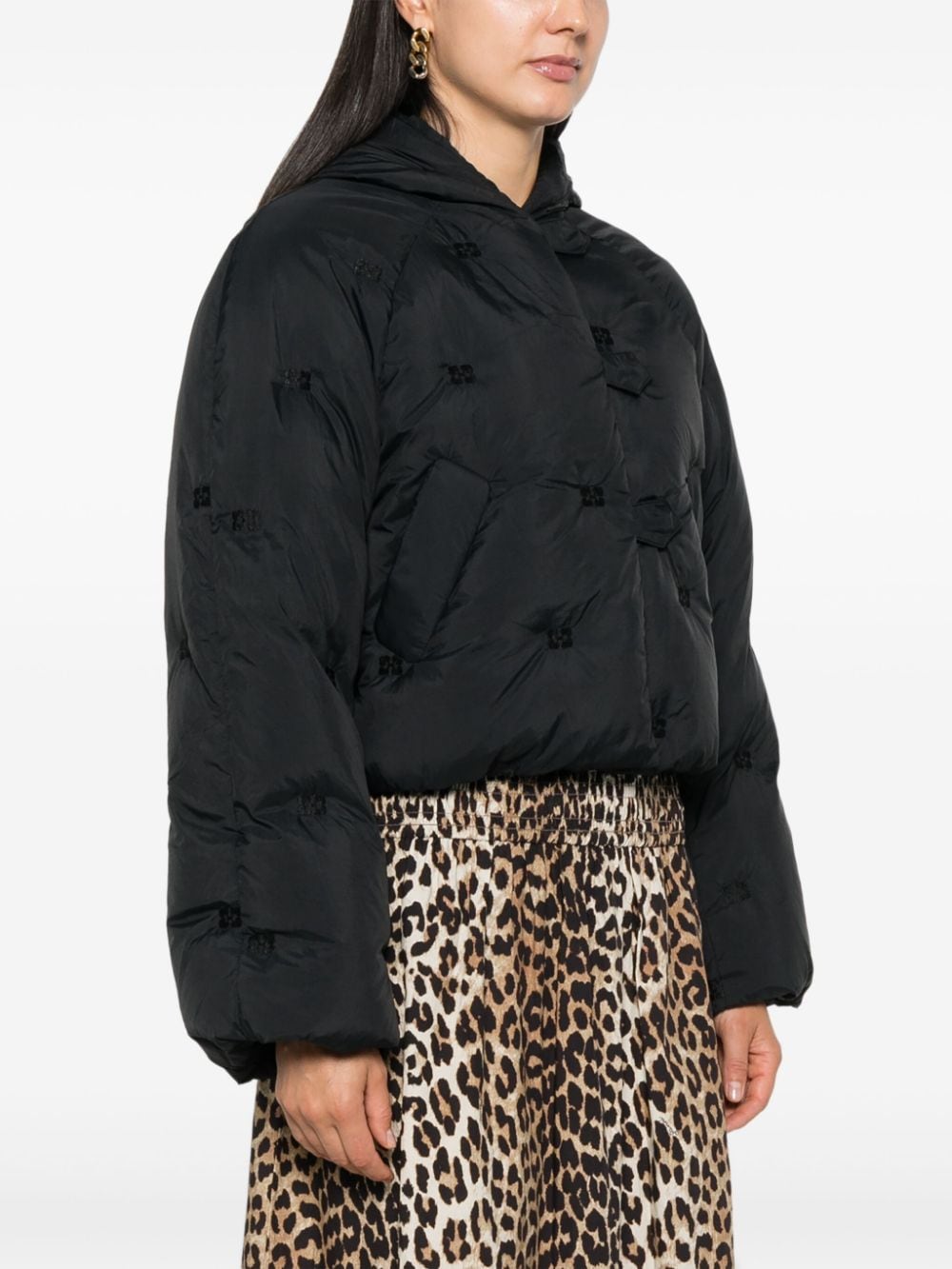 Ganni Coats Black Nylon