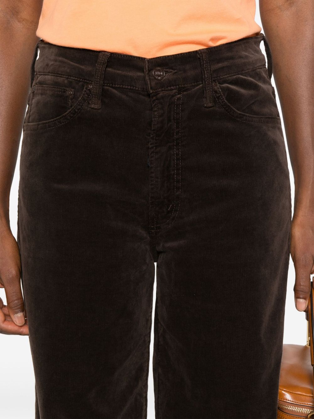 Mother Jeans Brown Cotton Polyester Elastane