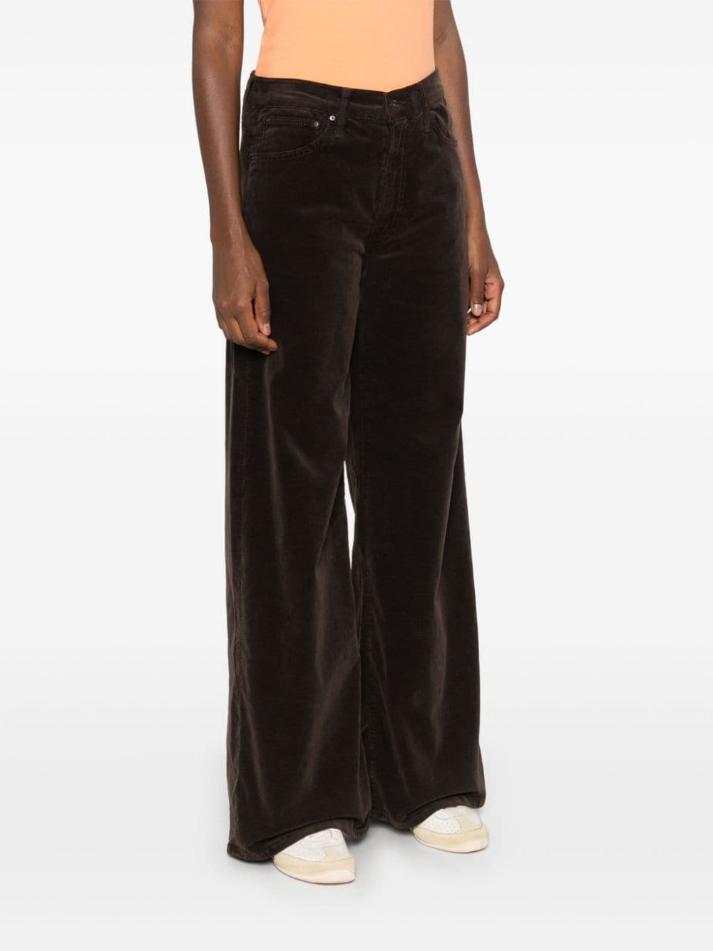 Mother Jeans Brown Cotton Polyester Elastane