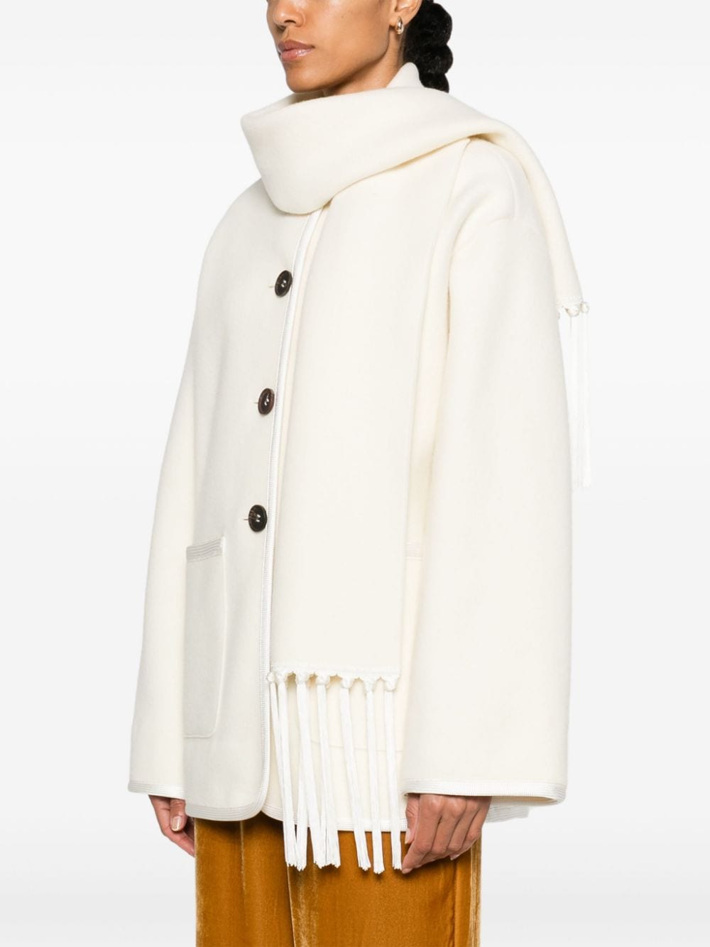 Forte Coats White Wool Polyamide