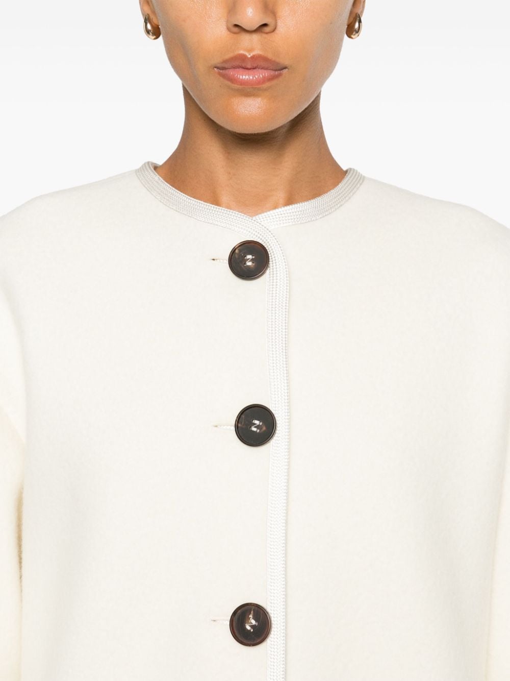 Forte Coats White Wool Polyamide
