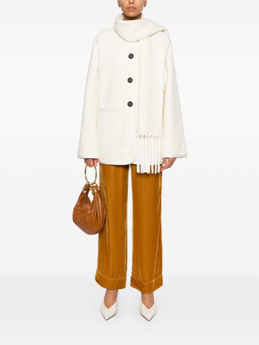 Forte Coats White Wool Polyamide