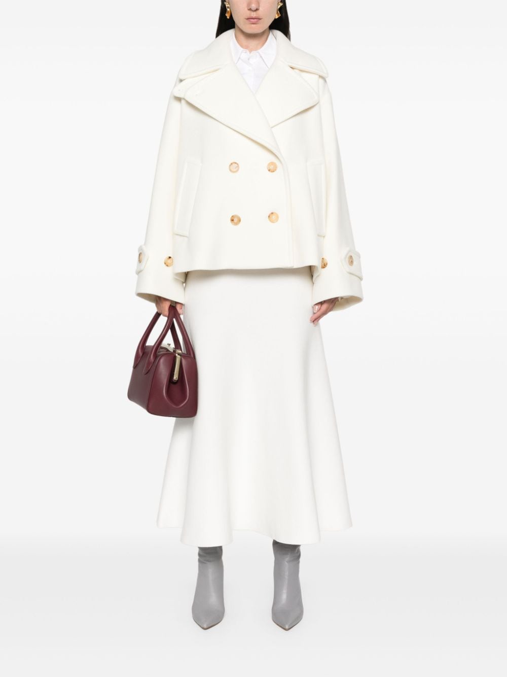 Chloè Coats White Virgin Wool Polyamide