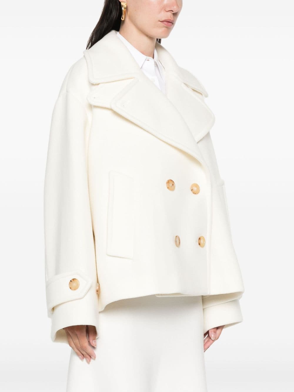 Chloè Coats White Virgin Wool Polyamide