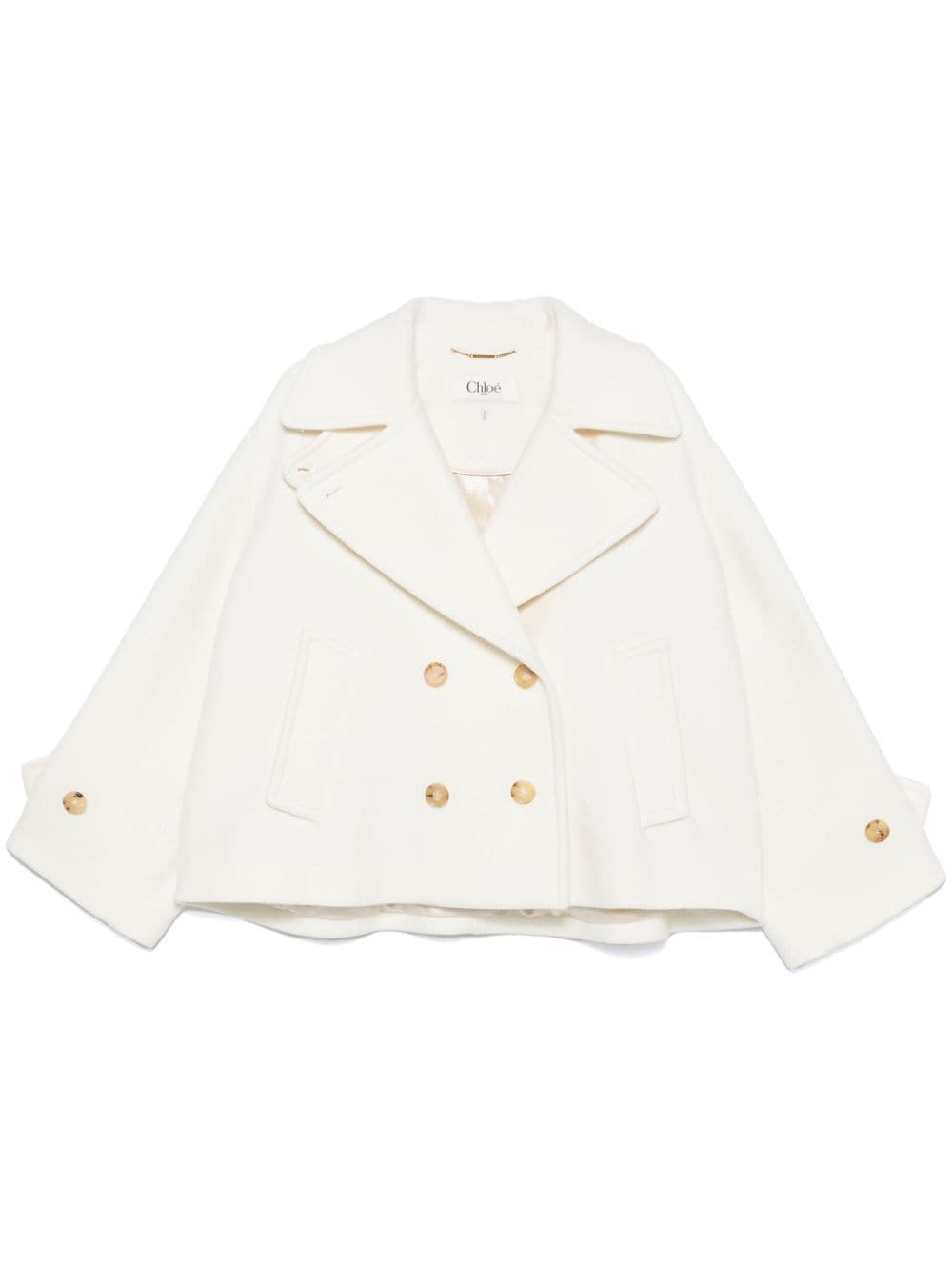 Chloè Coats White Virgin Wool Polyamide