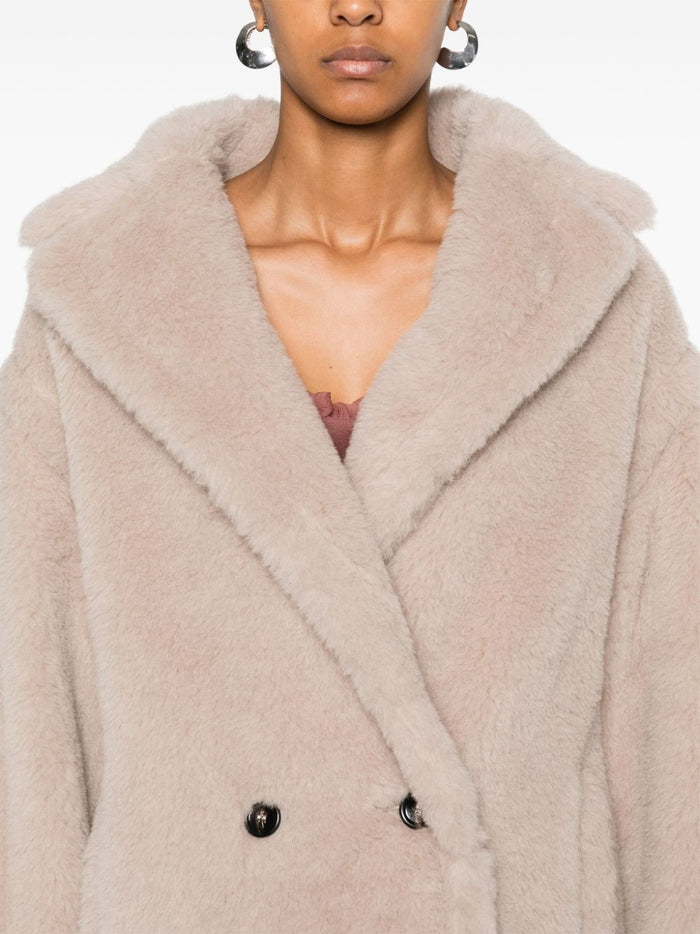 Max Mara Coats Beige Alpaca Virgin Wool Silk