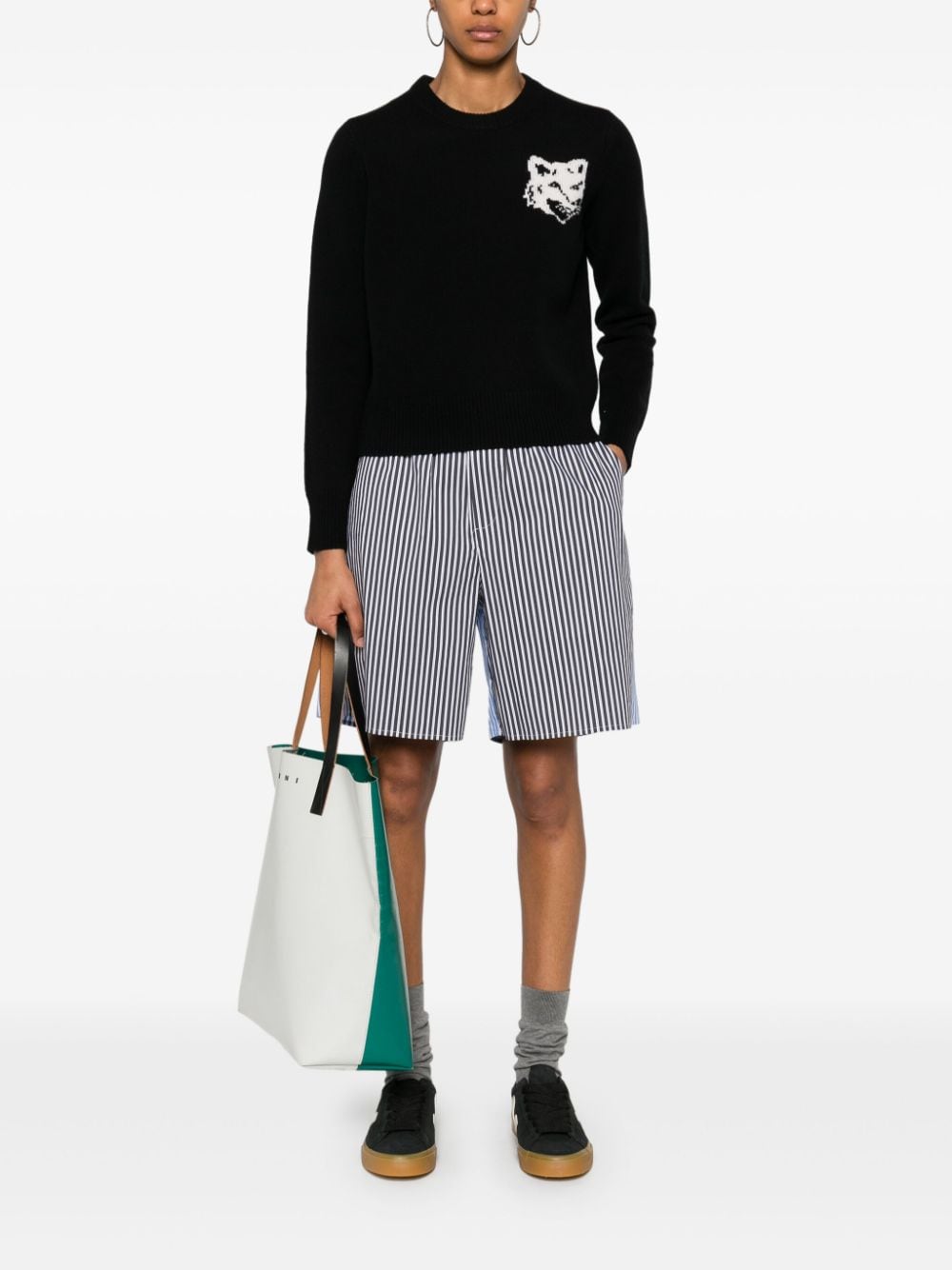 Maison Kitsune Sweaters Black Wool