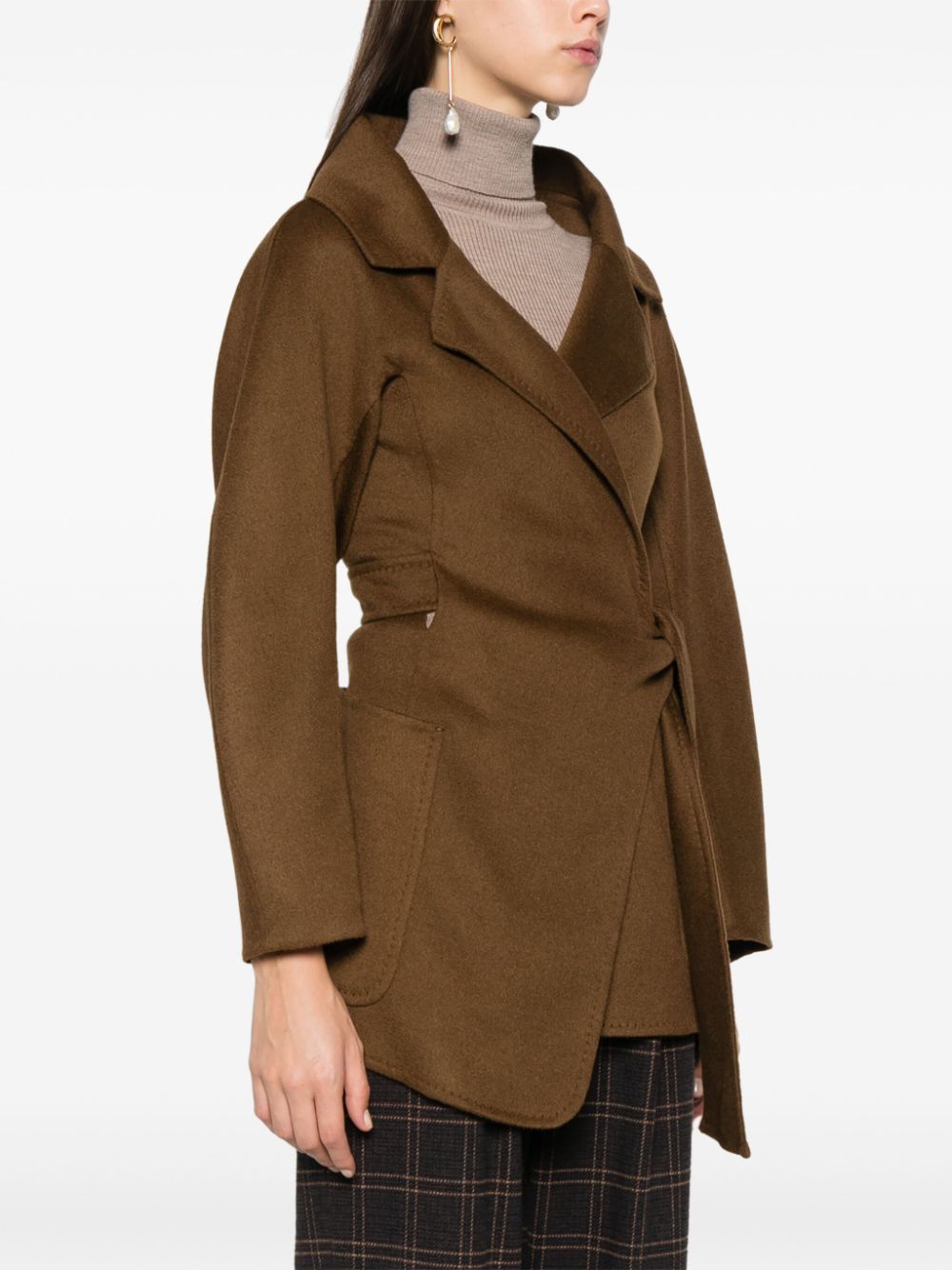 Max Mara Jackets Leather Brown Camel Hair