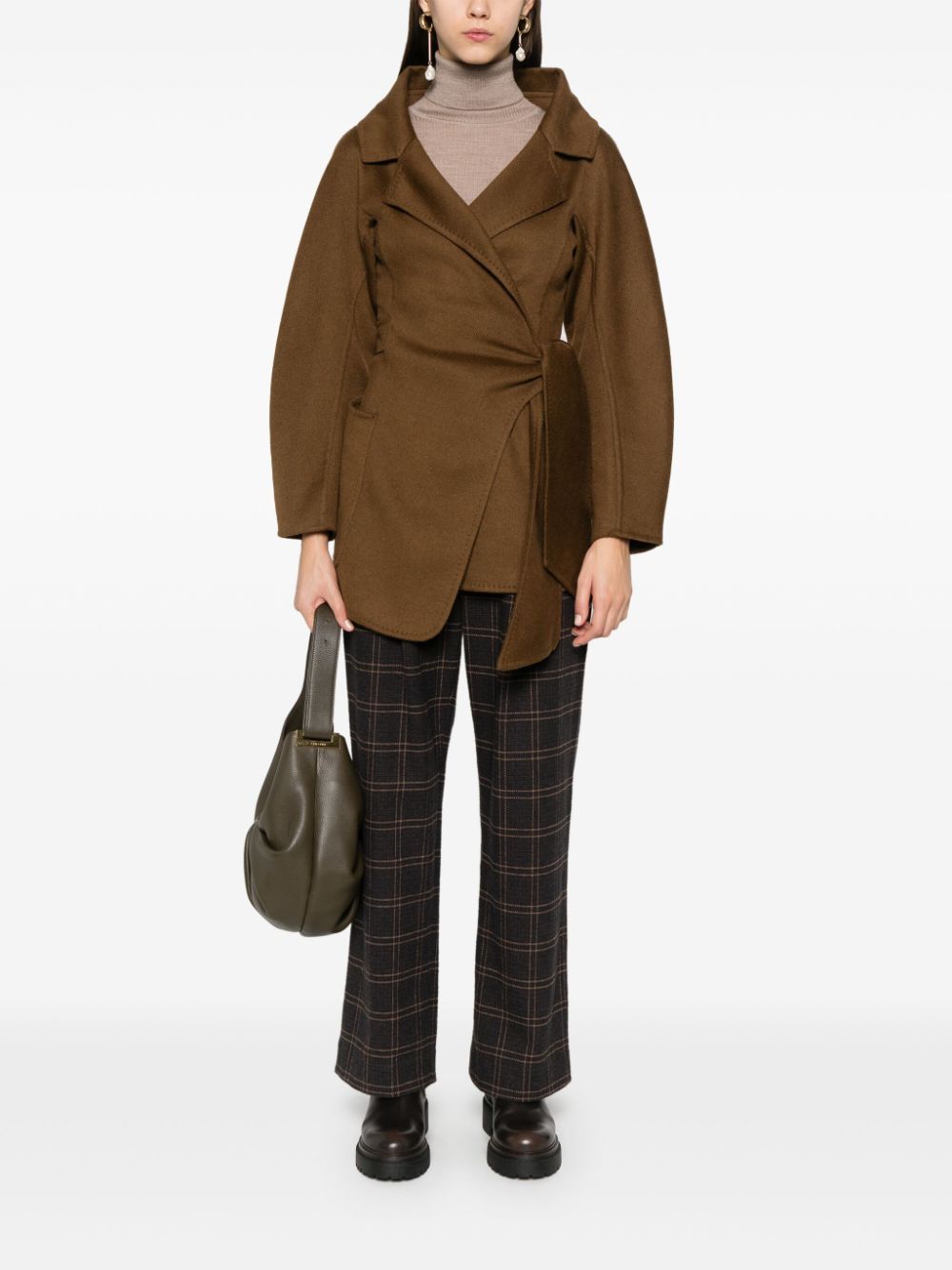 Max Mara Jackets Leather Brown Camel Hair