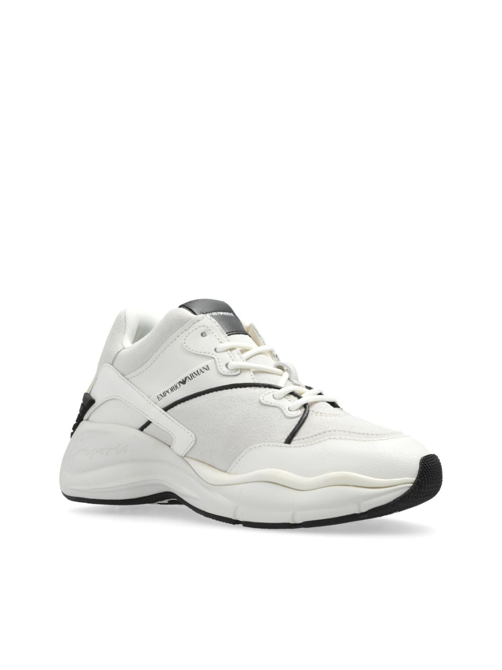 Emporio Armani Exclusive Sneakers Bianco Calf Leather