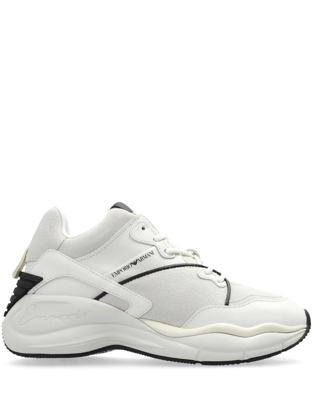 Emporio Armani Exclusive Sneakers Bianco Calf Leather
