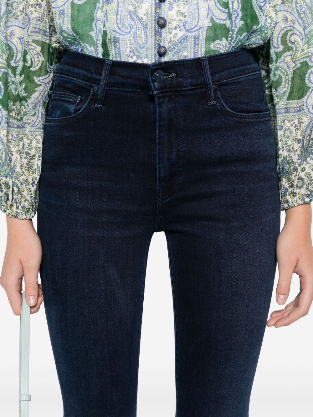 Mother Jeans Blue Cotton Polyester Elastane
