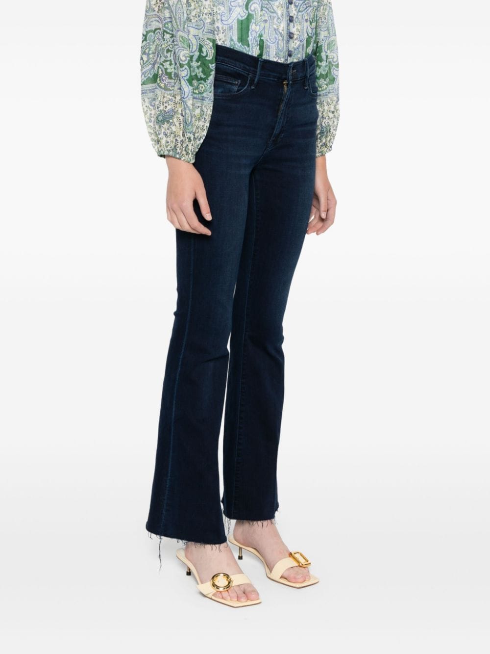 Mother Jeans Blue Cotton Polyester Elastane