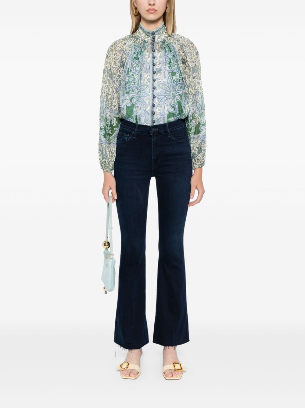 Mother Jeans Blue Cotton Polyester Elastane