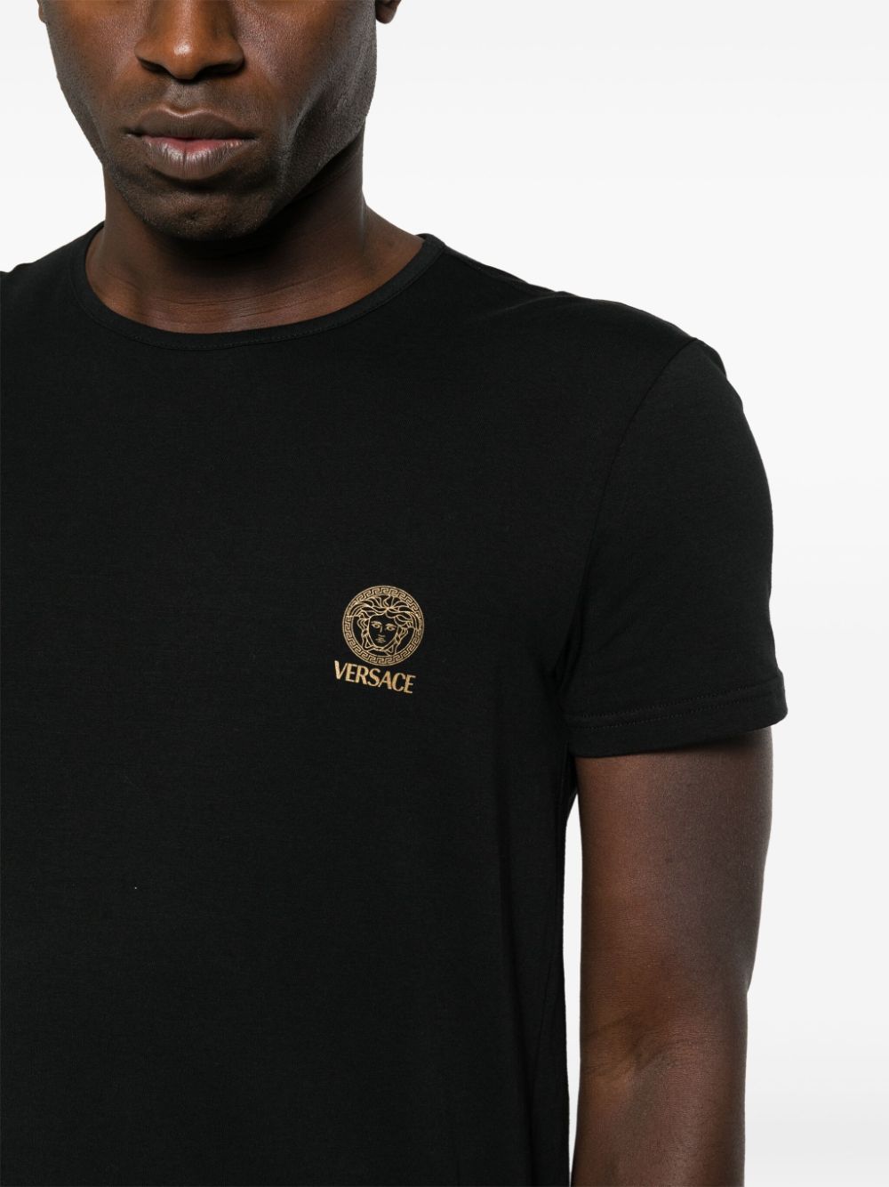 Versace T-Shirts And Polos Black Cotton Elastane