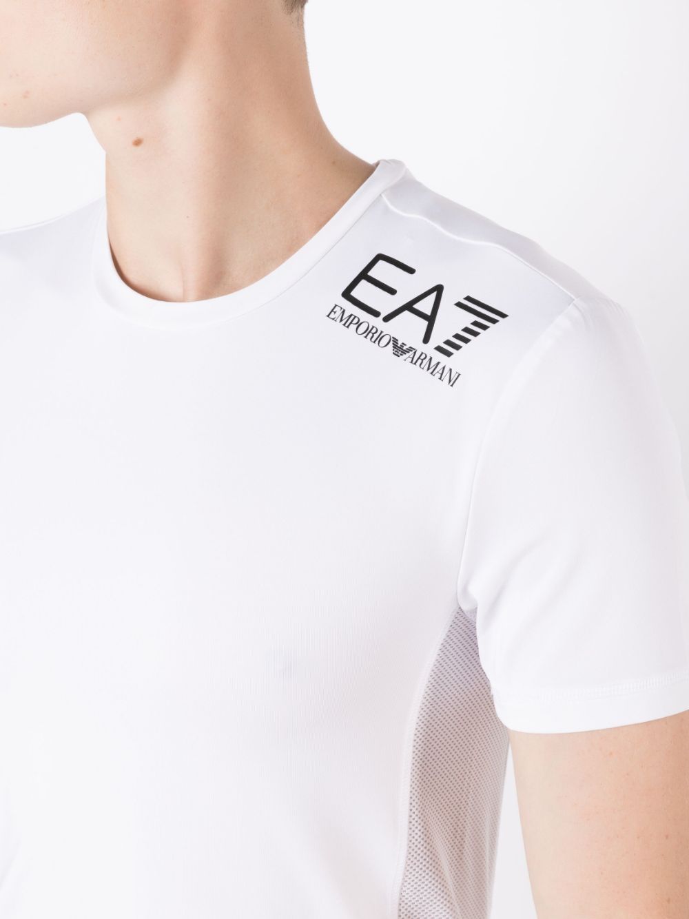 Ea7 T-Shirts And Polos Bianco Polyester Elastane
