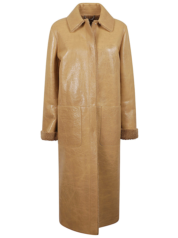 Fendi Coats Beige Lamb Leather