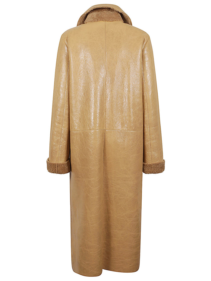 Fendi Coats Beige Lamb Leather
