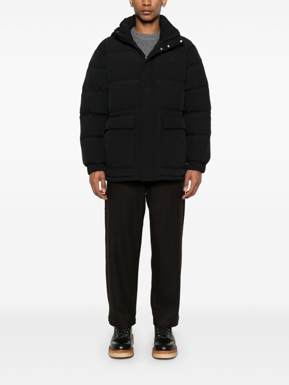 Maison Kitsune Coats Black Polyamide