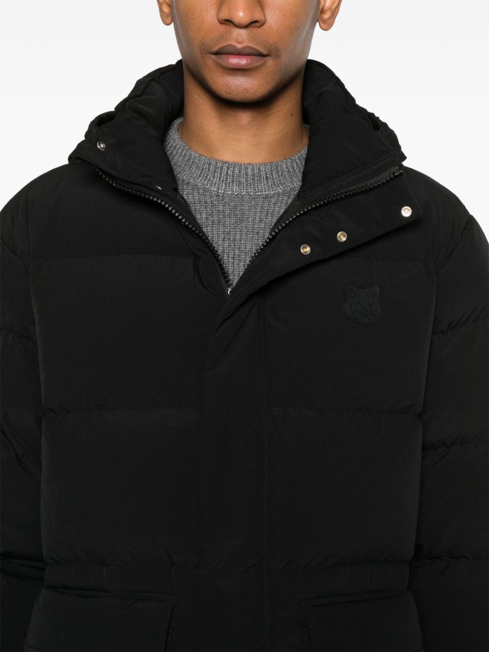 Maison Kitsune Coats Black Polyamide