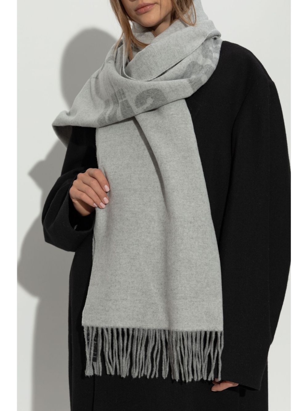 Emporio Armani Scarfs Grigio Wool Synthetic Fiber