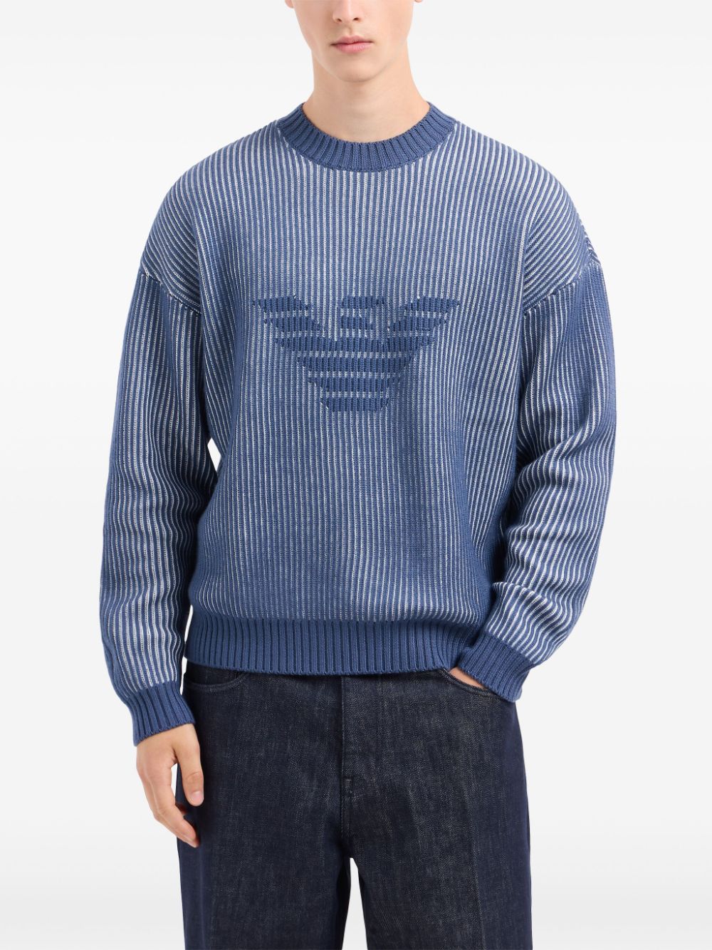 Emporio Armani Sweaters Azzurro Virgin Wool Cotton