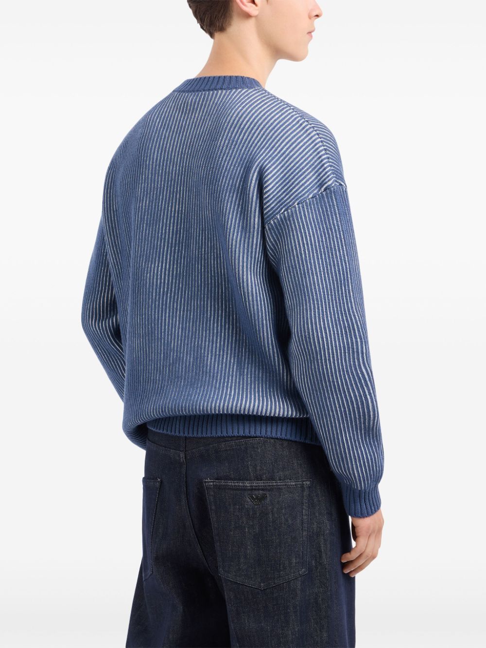Emporio Armani Sweaters Azzurro Virgin Wool Cotton