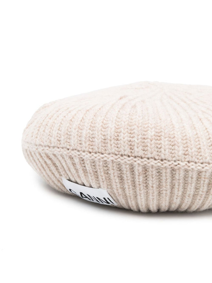 Ganni Hats Beige Wool Recycled Polyamide