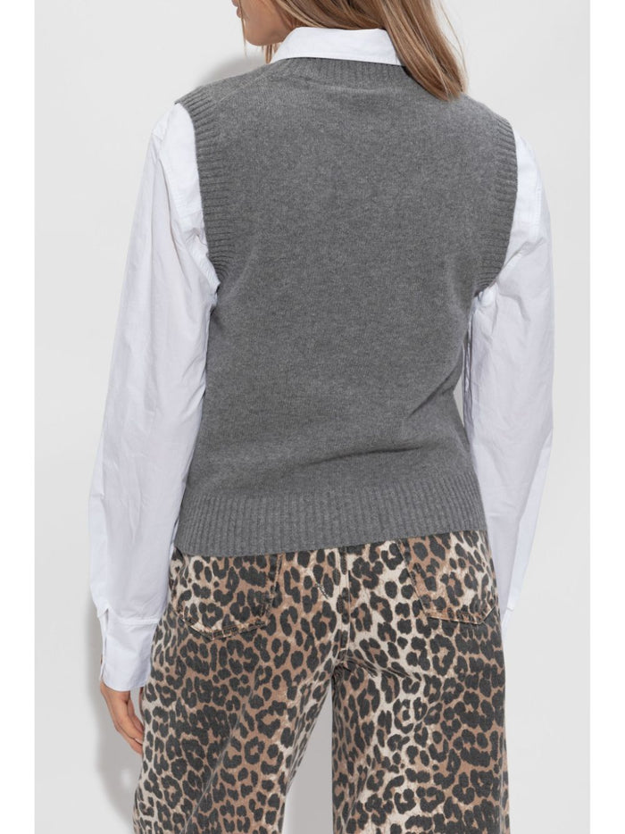 Ganni Sweaters Grey Wool Recycled Polyamide