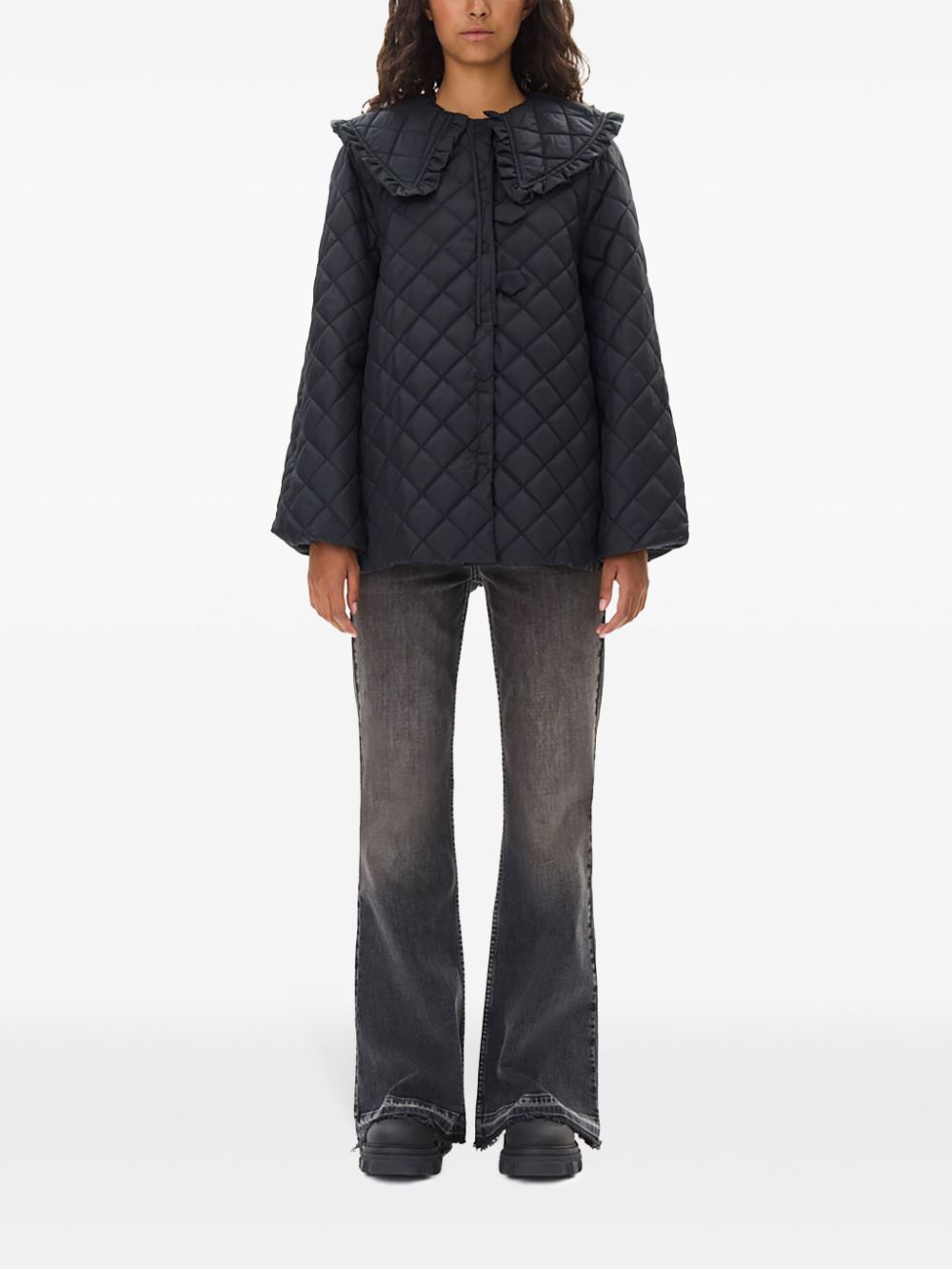 Ganni Jackets Black Polyester Recycled