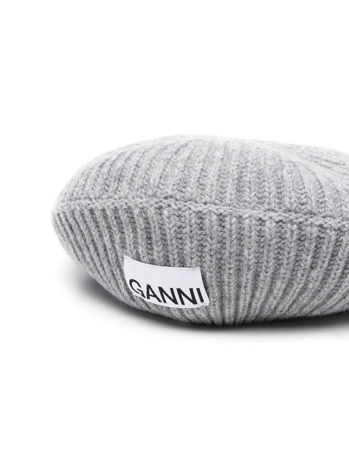 Ganni Hats Grey Wool Recycled Polyamide
