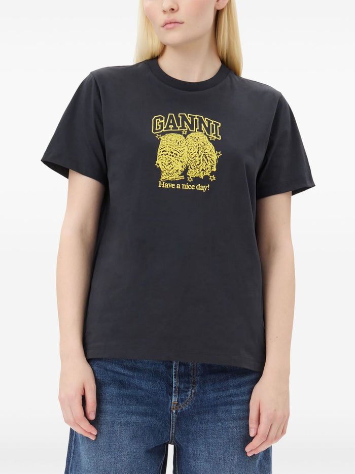 Ganni T-Shirts And Polos Black Cotton
