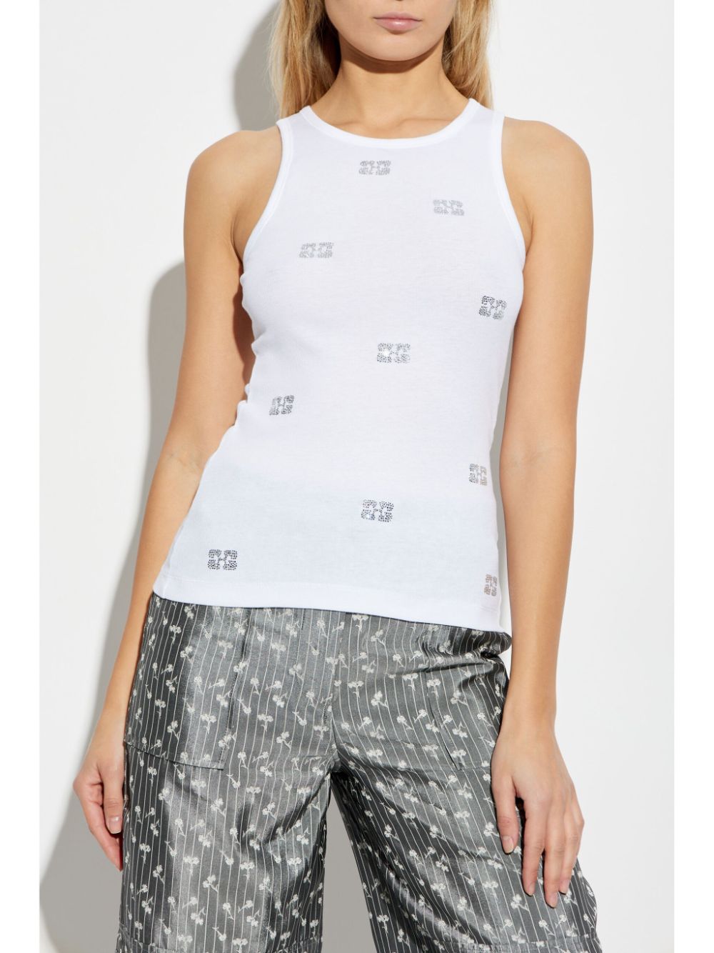 Ganni Top White Organic Cotton Elastane