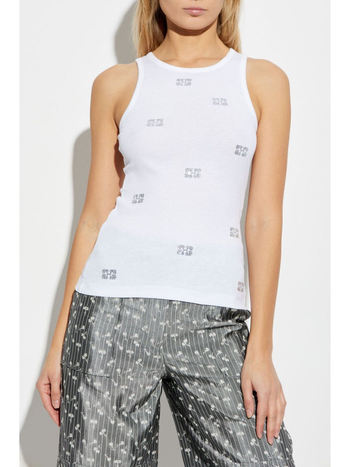 Ganni Top White Organic Cotton Elastane