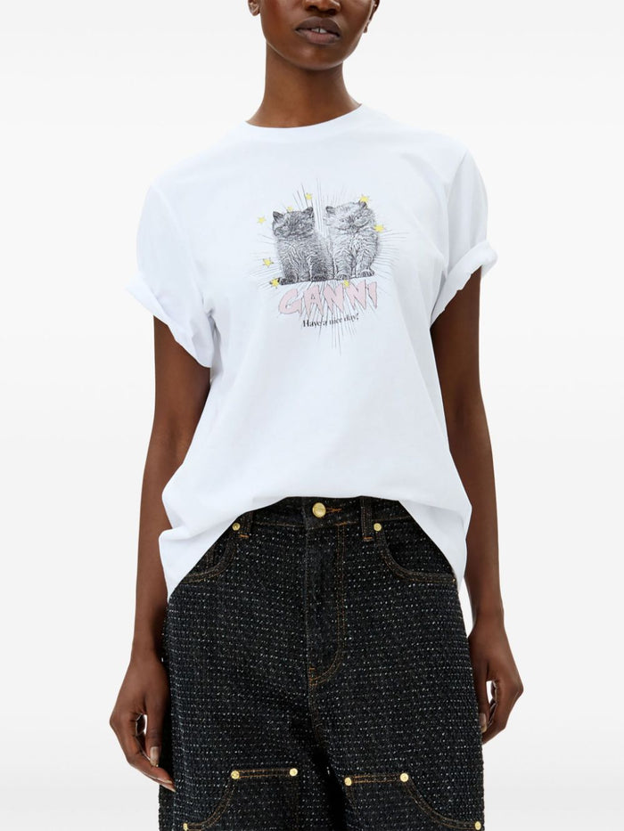 Ganni T-Shirts And Polos White Organic Cotton