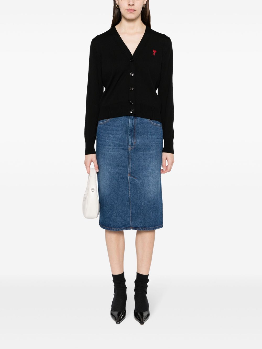 Ami Paris Sweaters Black Merino Wool
