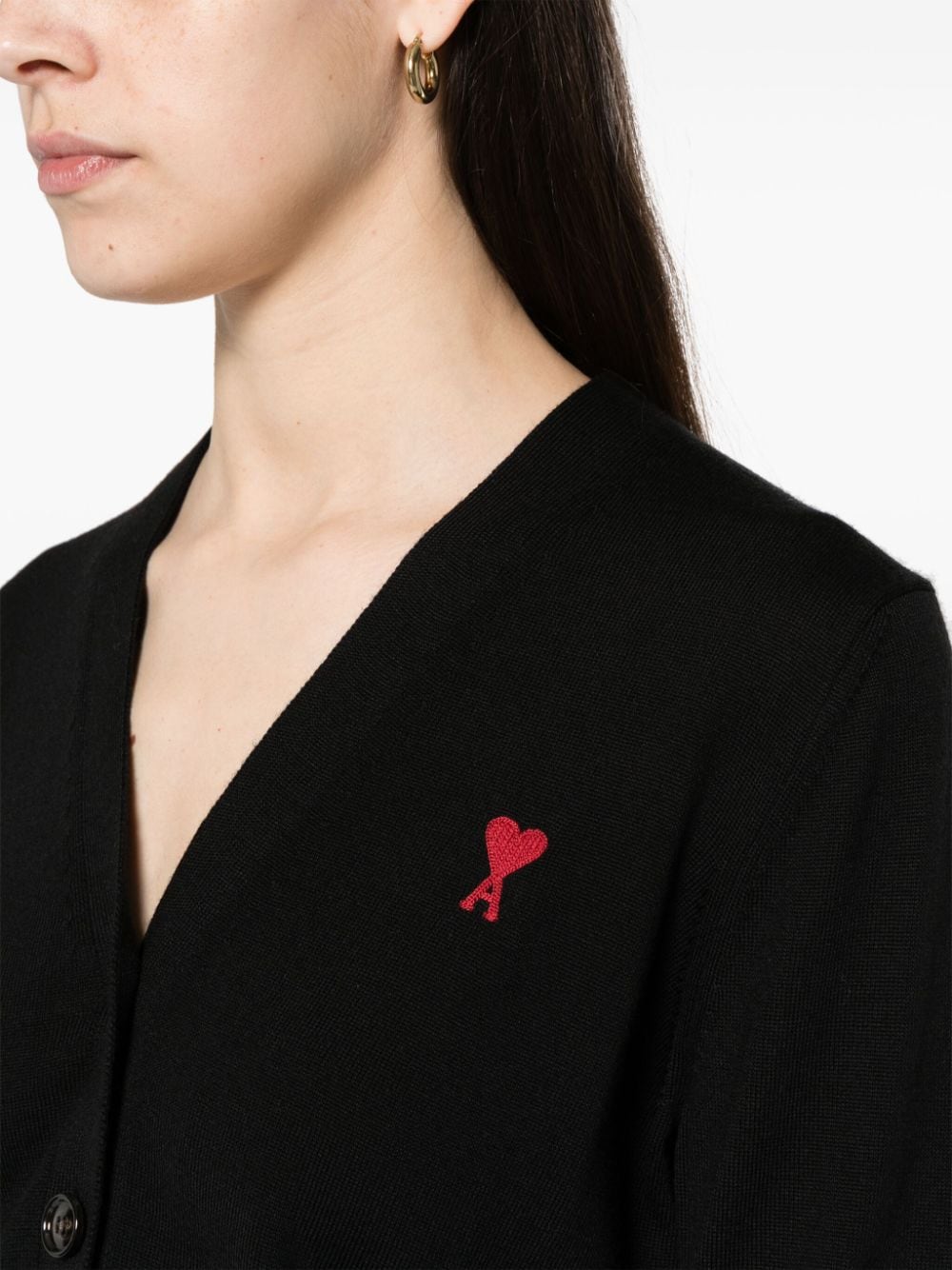 Ami Paris Sweaters Black Merino Wool