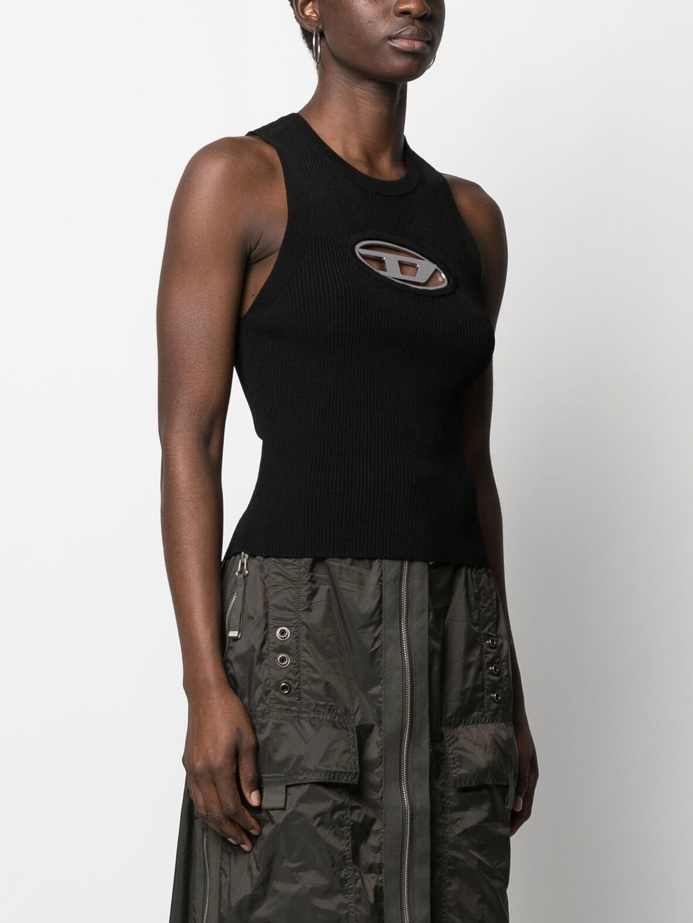 Diesel Top Black Polyester Viscose