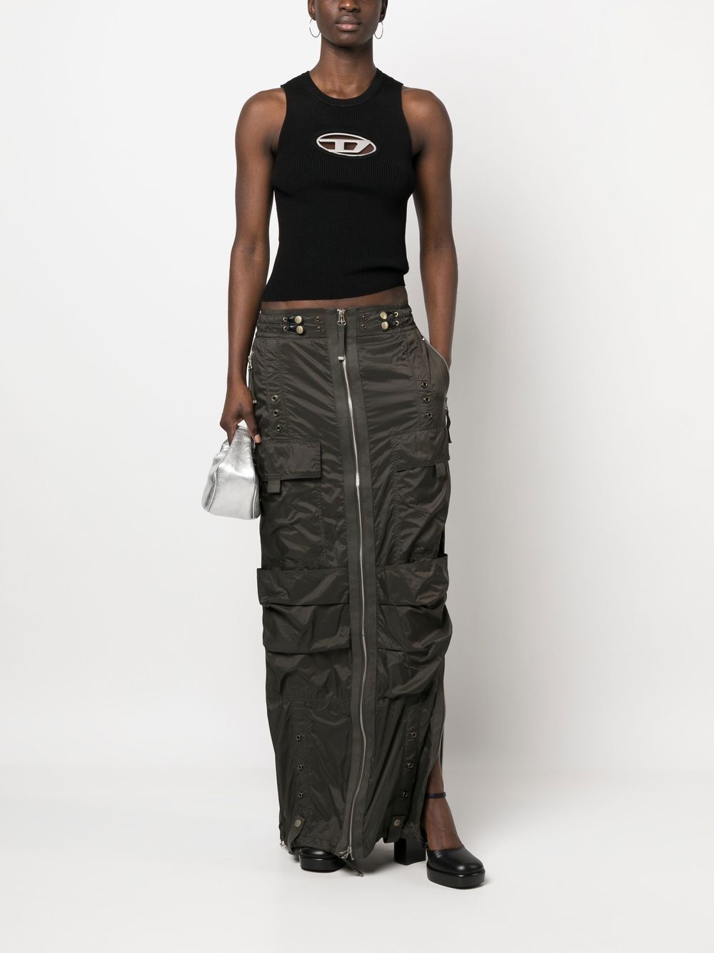 Diesel Top Black Polyester Viscose