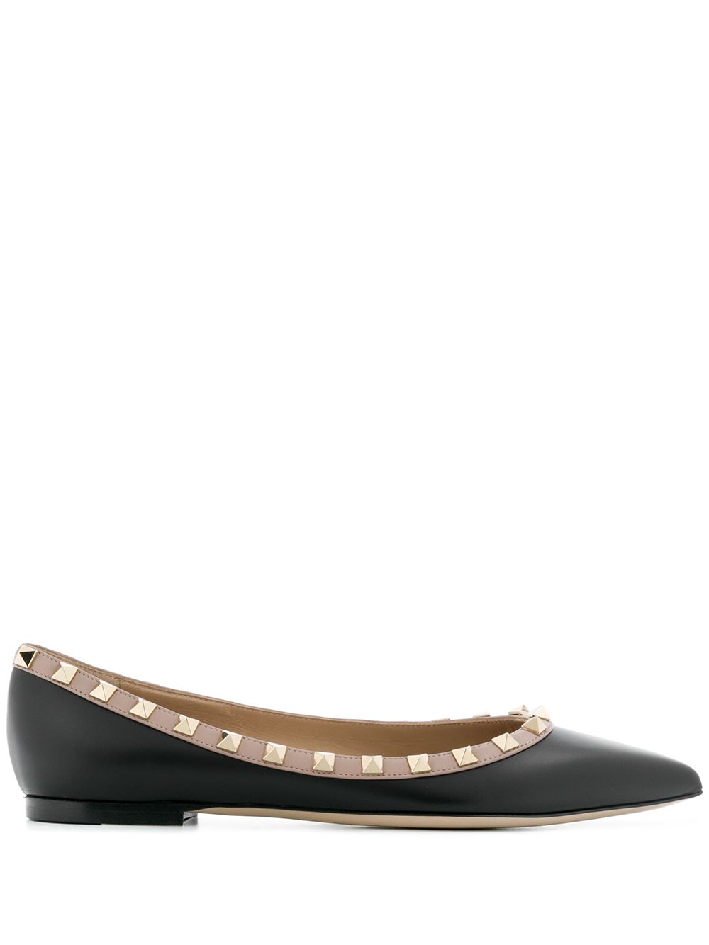 Valentino Garavani Flat Shoes Black Calf Leather